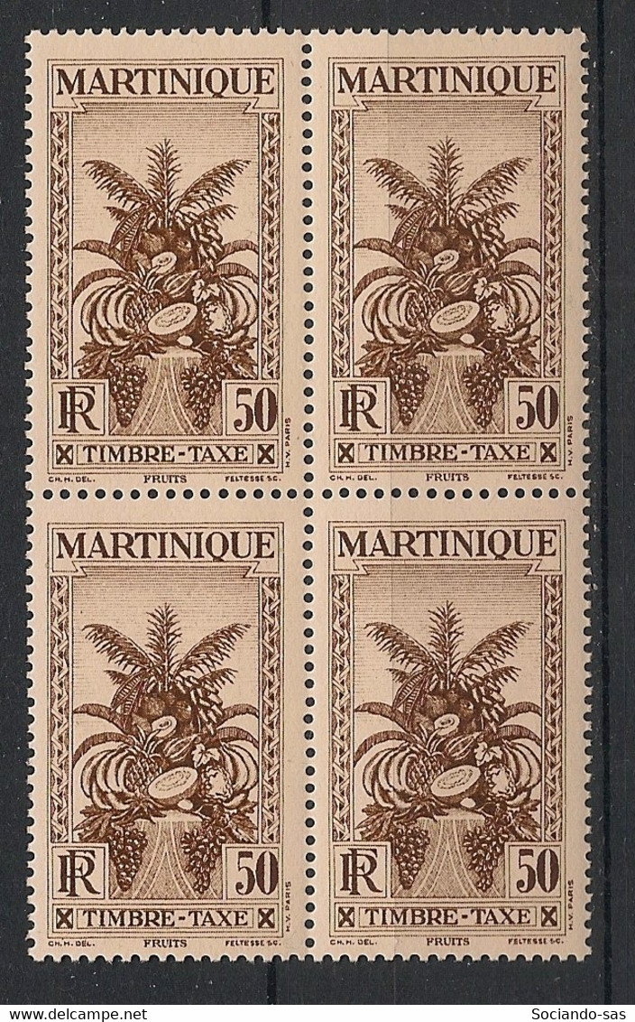 MARTINIQUE - 1933 - Taxe TT N°Yv. 18 - 50c Brun - Bloc De 4 - Neuf Luxe ** / MNH / Postfrisch - Timbres-taxe