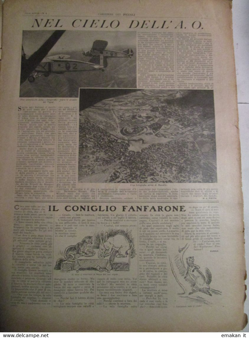 # CORRIERE DEI PICCOLI N 6 - 1936 - IN CIELO DELL'A.O. / DISCRETO - Corriere Dei Piccoli