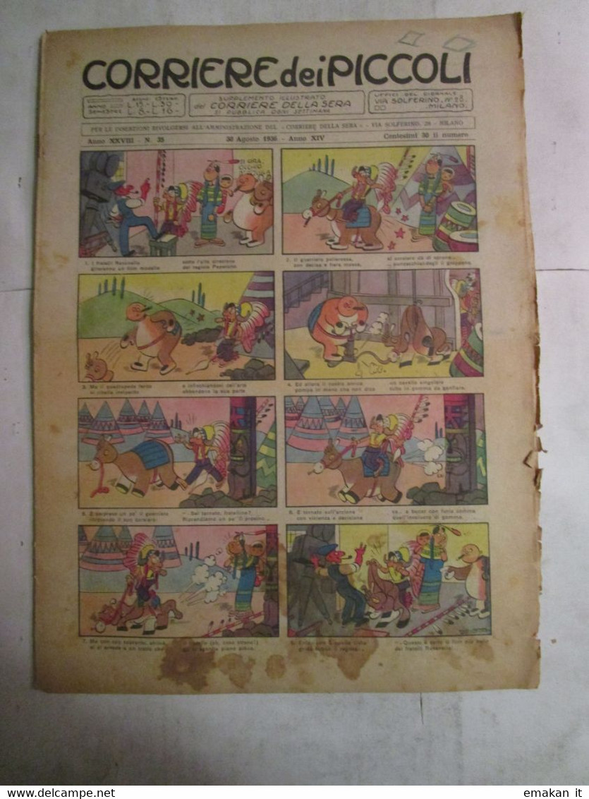 # CORRIERE DEI PICCOLI N 35 - 1936 - MEDIOCRE - Corriere Dei Piccoli