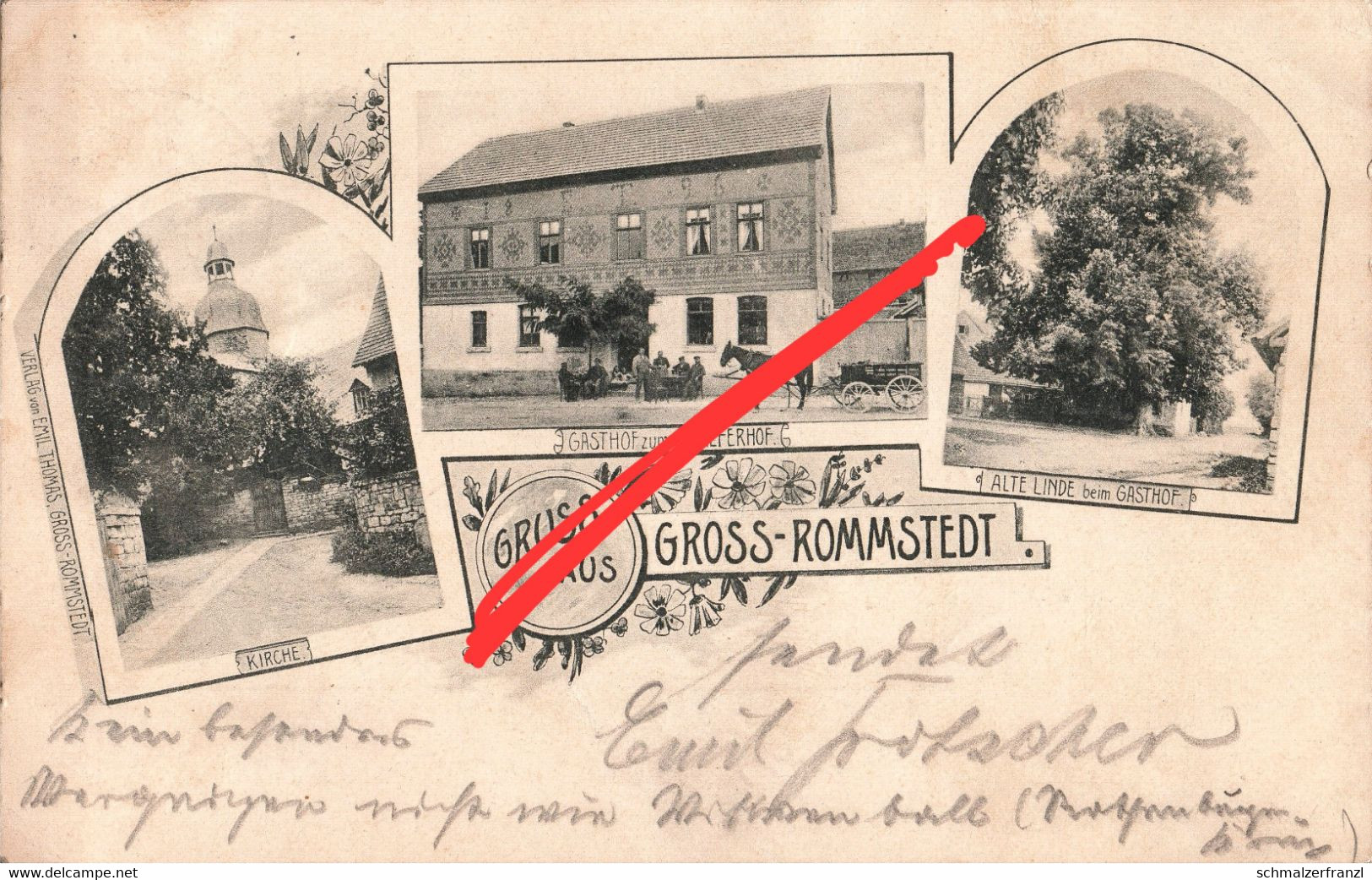 Litho AK Gruß Groß Rommstedt Großromstedt Gasthof Zum Schieferhof Kapellendorf Sulzbach Hermstedt Isserstedt Apolda Jena - Apolda