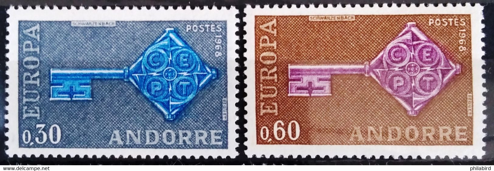 EUROPA 1968 - ANDORRE FRANCAIS                  N° 188/189                       NEUF* - 1968