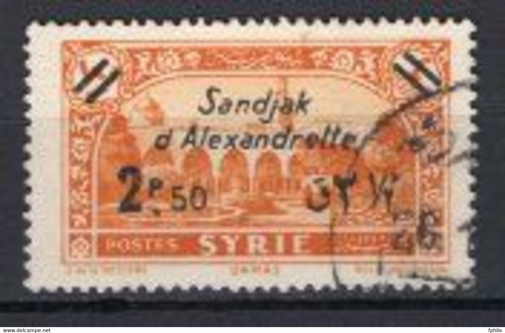 1938 SANDJAK D' ALEXANDRETTE BLACK SURCHARGE ON SYRIA POSTAGE - AIRPOST STAMPS MICHEL: 11 USED - 1934-39 Sandjak Alexandrette & Hatay