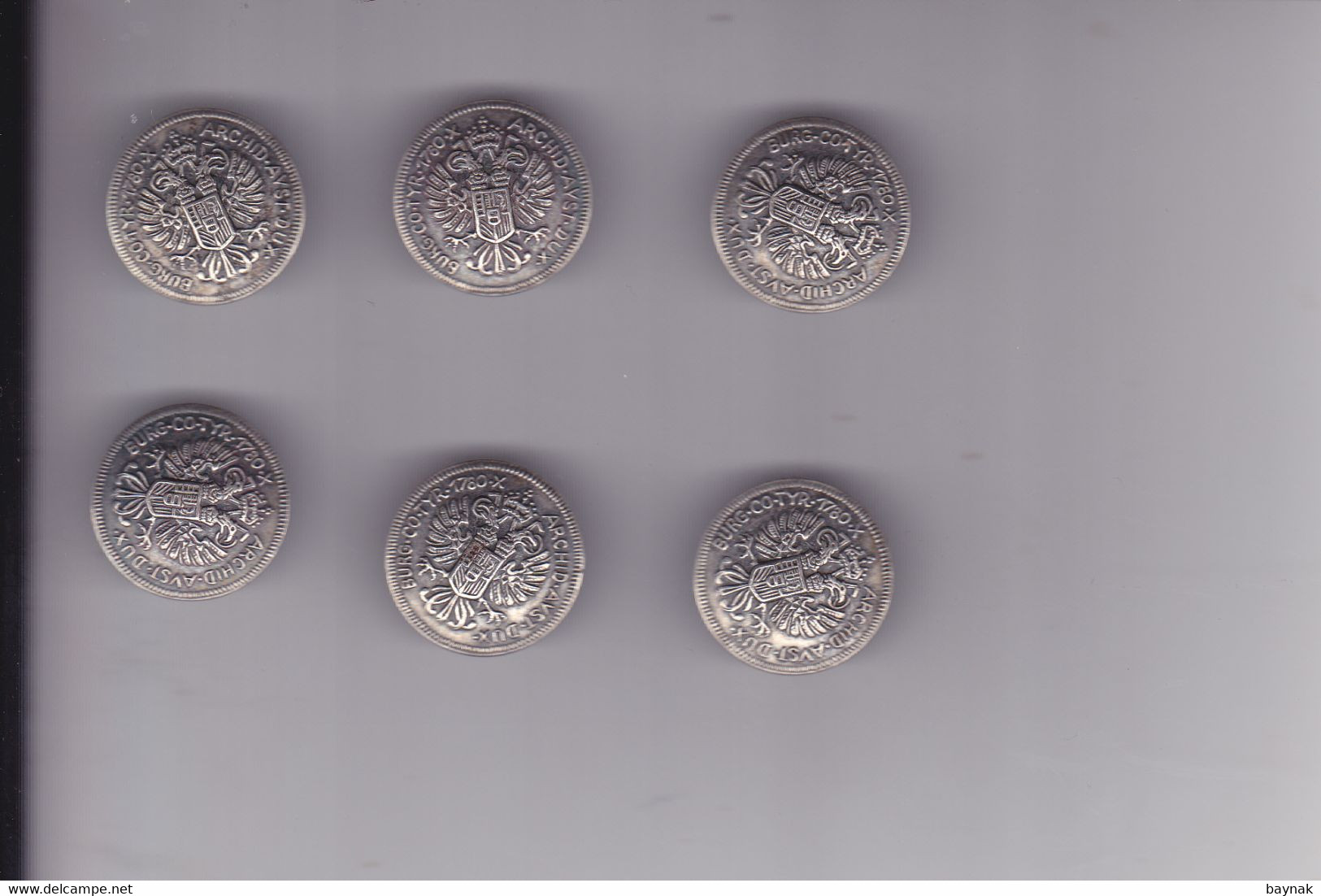 AUSTRIA - HUNGARY  --  LOT  6 X BUTTON  --   ARCHID. AVST. DUX. BURG. CO. TYR.  1780. X  --  SILBER? - Boutons