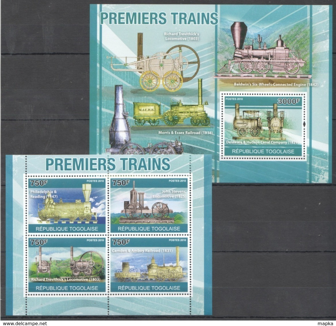 TG1257 2010 TOGO TOGOLAISE FIRST TRAINS PREMIERS TRAINS 1KB+1BL MNH - Trains