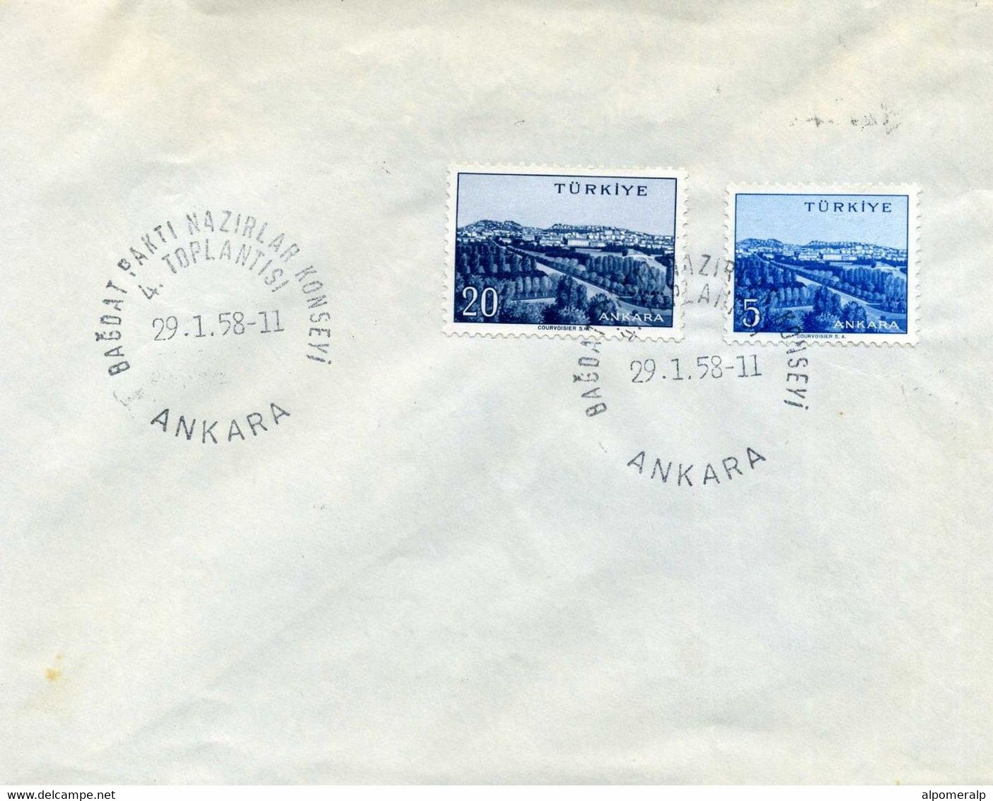 Turkey 1958 Baghdad Pact Council, Ankara, Jan. 29 | Special Postmark - Lettres & Documents