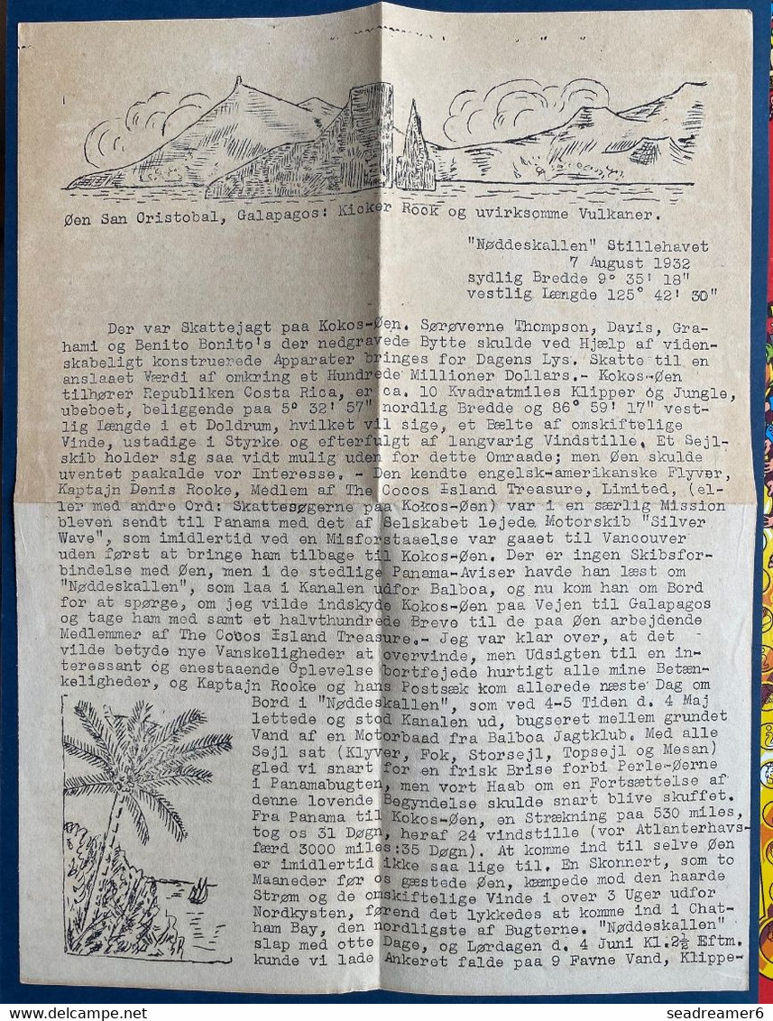 Océanie Lettre TAHITI A Entete Des Iles Galapagos 1932 N°25, 26 & 47 Oblitérés Daguin De Papeete Pour Le Danemark RR - Lettres & Documents