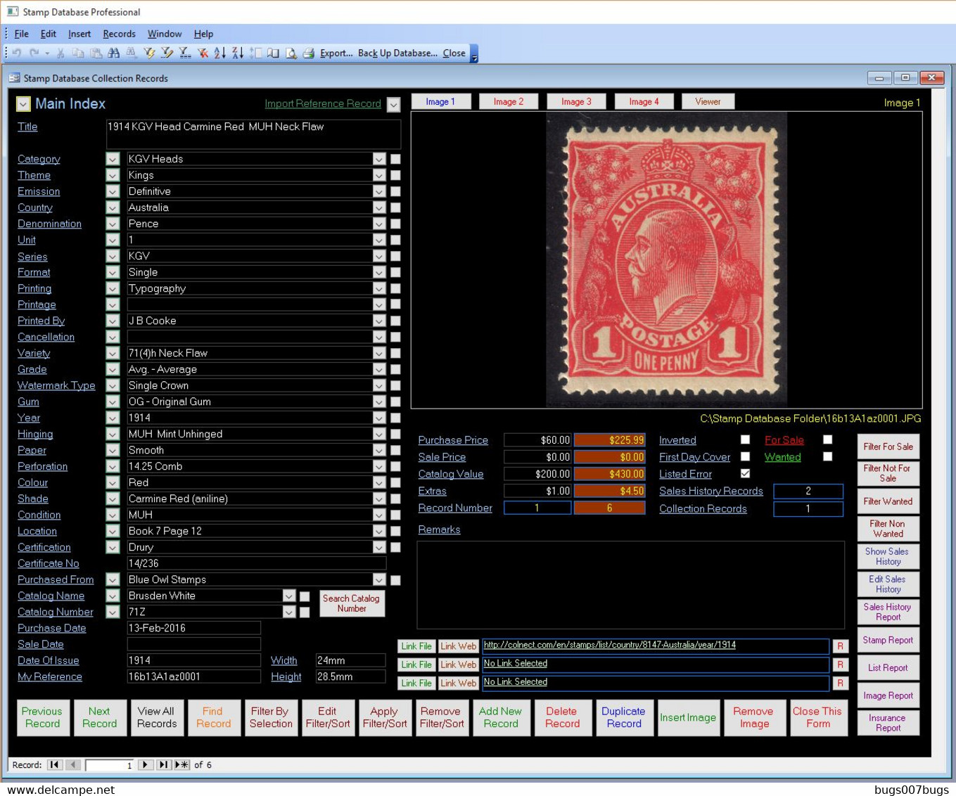 Stamp Collectors Image Database Software Pro 2016 - Inglés