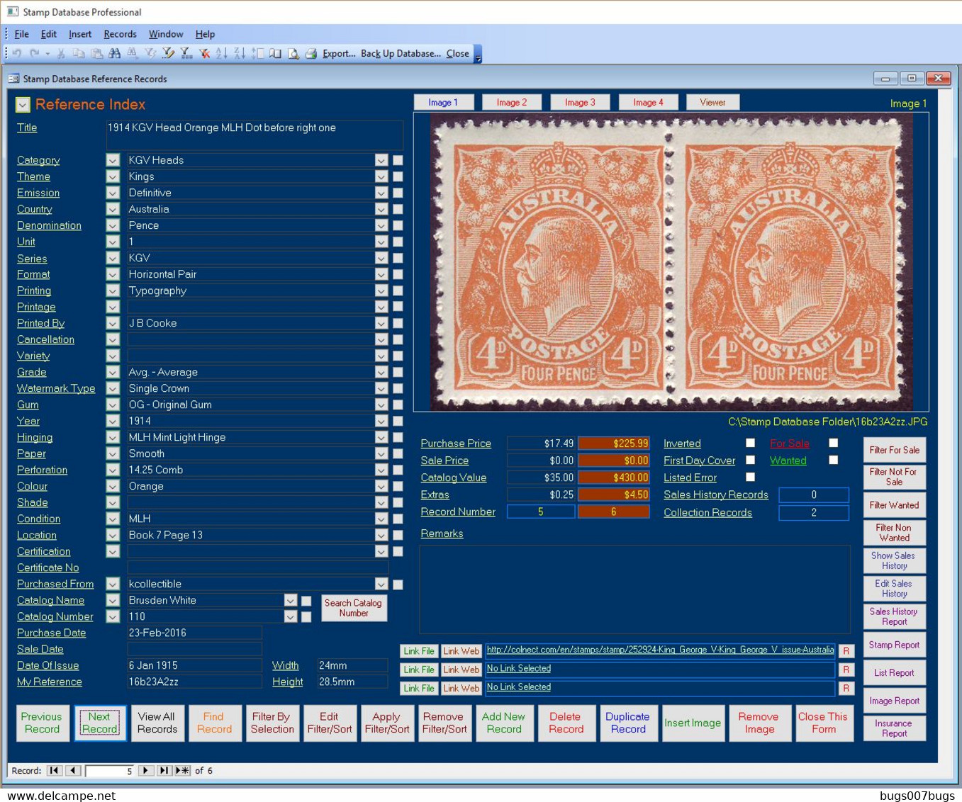 Stamp Collectors Image Database Software Pro 2016 - Anglais