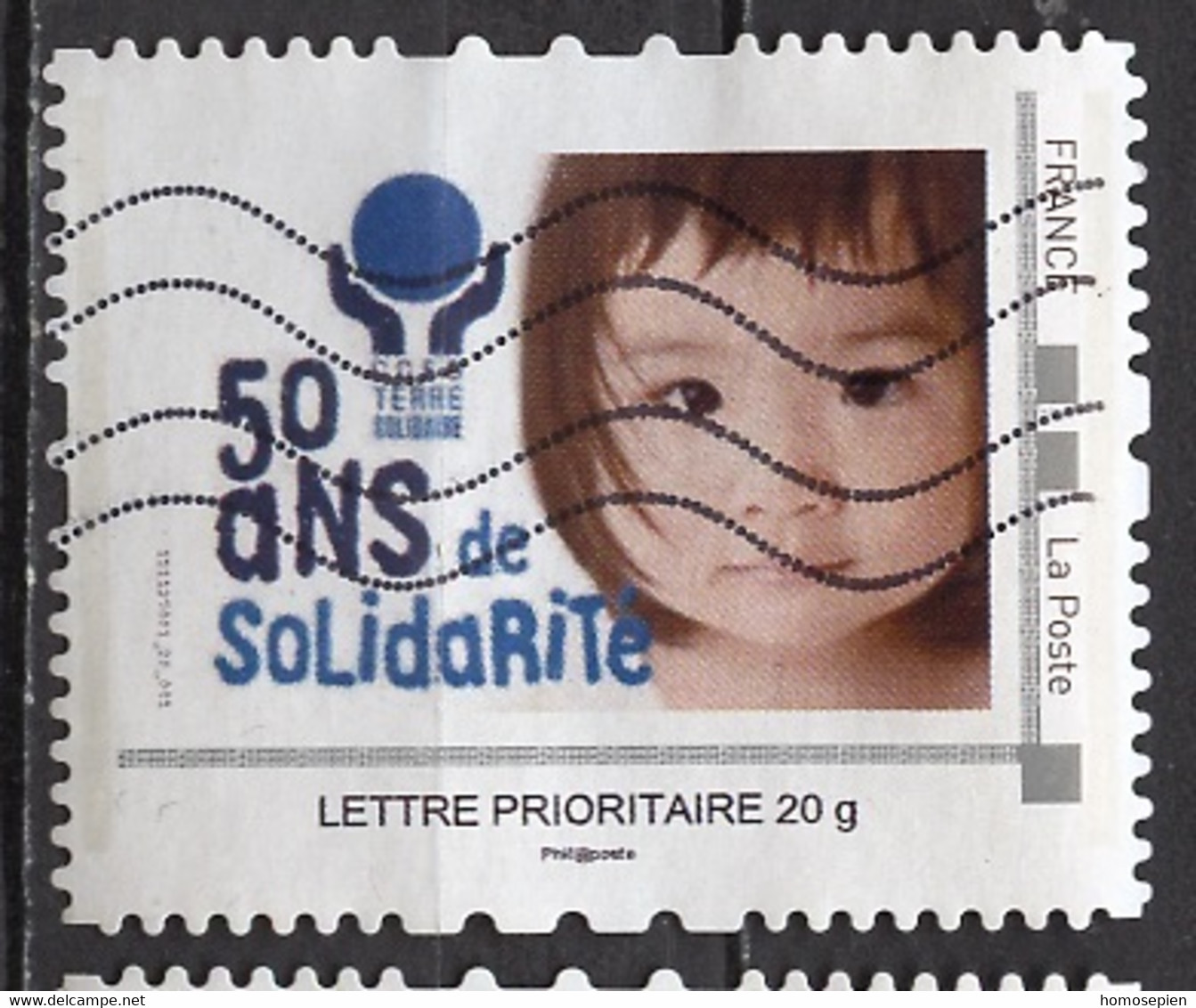 France - Frankreich Timbre Personnalisé 2008 Y&T N°IDT07-012 - Michel N°BS(?) (o) - 50 Ans De Solidarité - Used Stamps