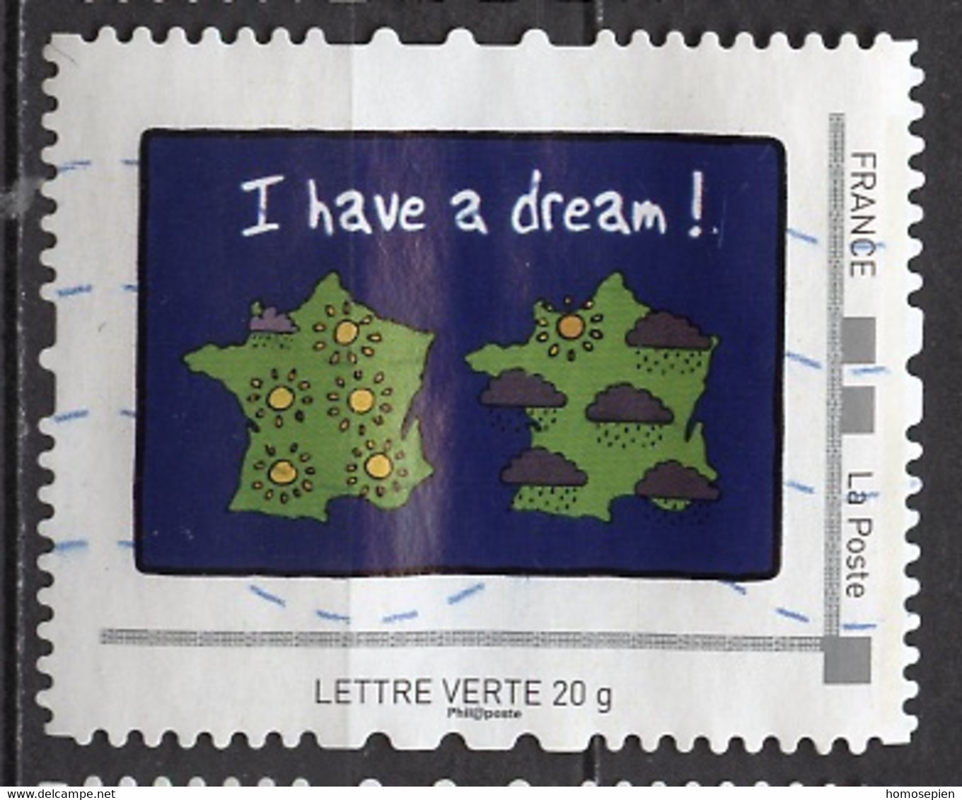 France - Frankreich Timbre Personnalisé 2010 Y&T N°IDT67A-013 - Michel N°BS(?) (o) - I Have A Dream ! - Used Stamps