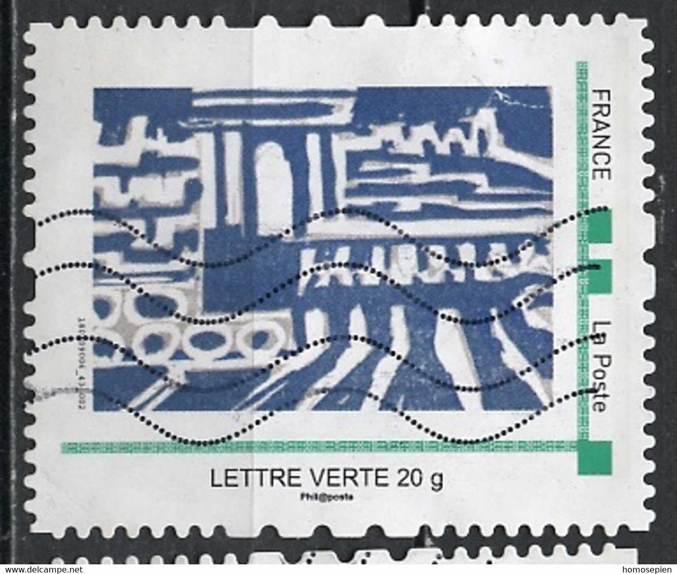 France - Frankreich Timbre Personnalisé 2010 Y&T N°MTAM67-003 - Michel N°BS(?) (o) - œuvre Abstraite Bleue - Used Stamps