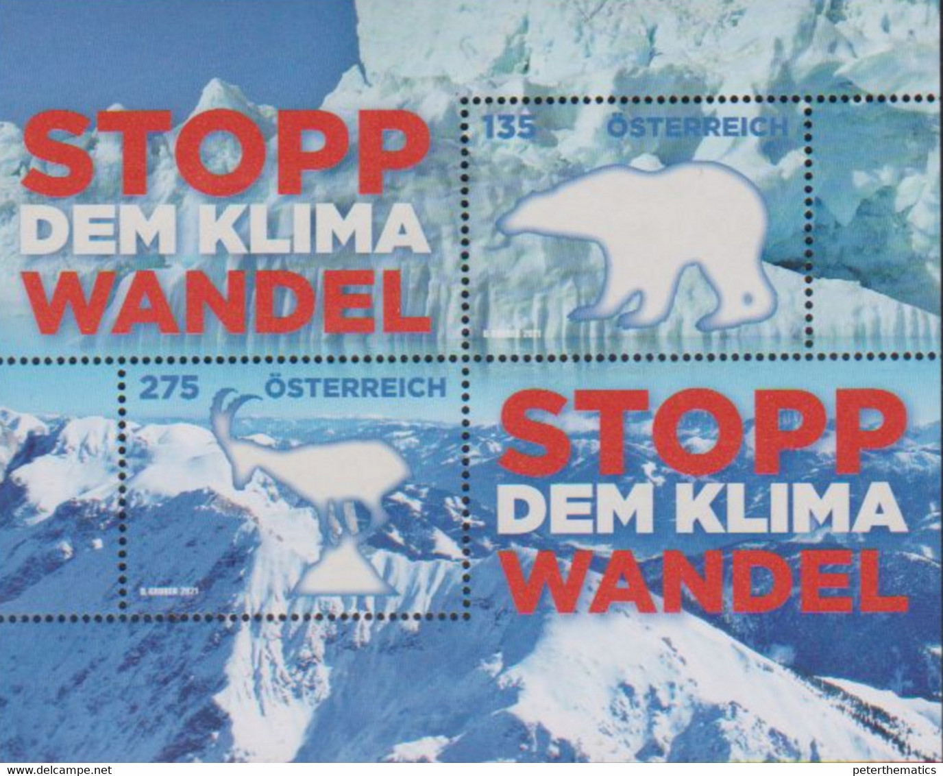 AUSTRIA, 2021, MNH, CLIMATE CHANGE, MOUNTAINS, POLAR BEARS, S/SHEET - Protection De L'environnement & Climat