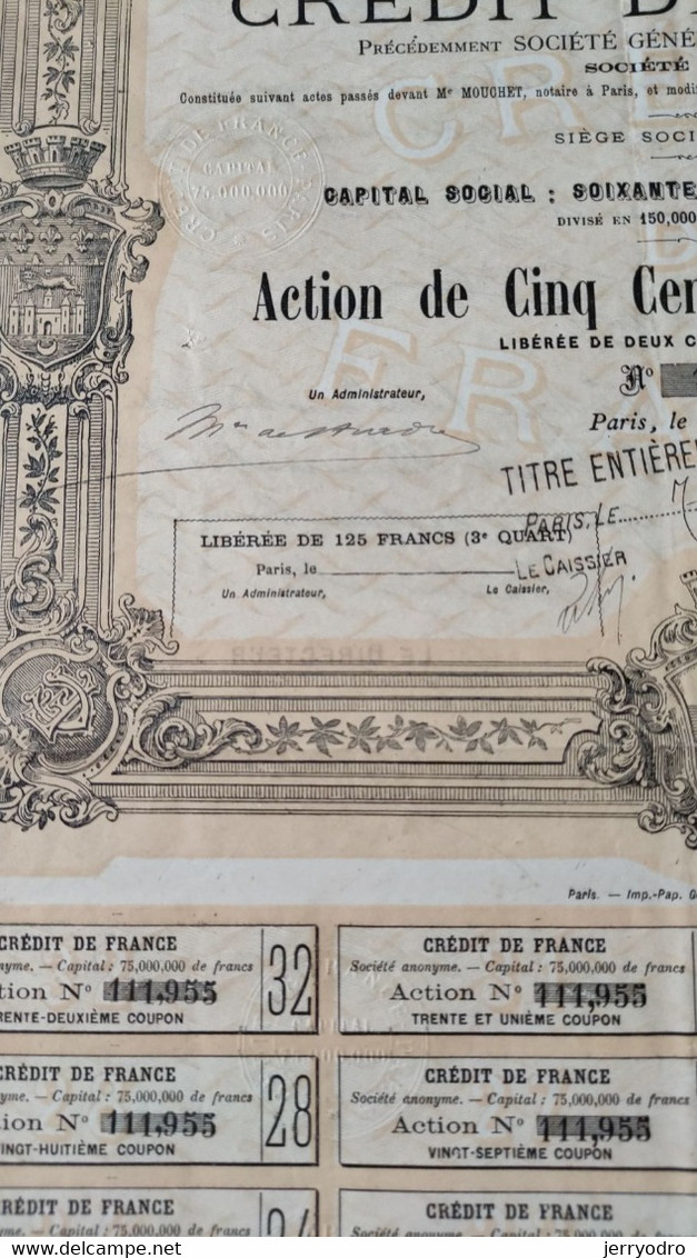 CREDIT De FRANCE - 1881 With 10 C. TIMBRE FISCAL - QUITTANCES RECUS ET DECHARGES* - A - C