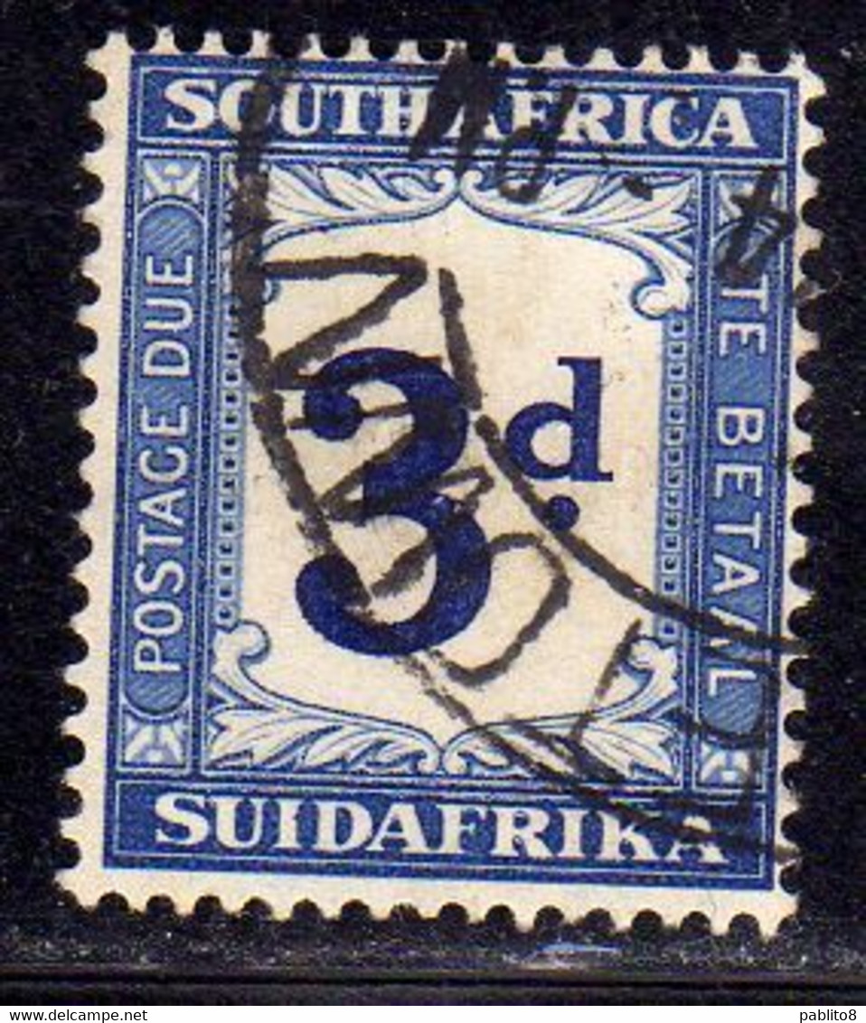 SUD SOUTH AFRICA AFRIQUE UNION 1922 1926 POSTAGE DUE STAMPS SEGNATASSE TAXE TASSE 3p USATO USED OBLITERE' - Impuestos