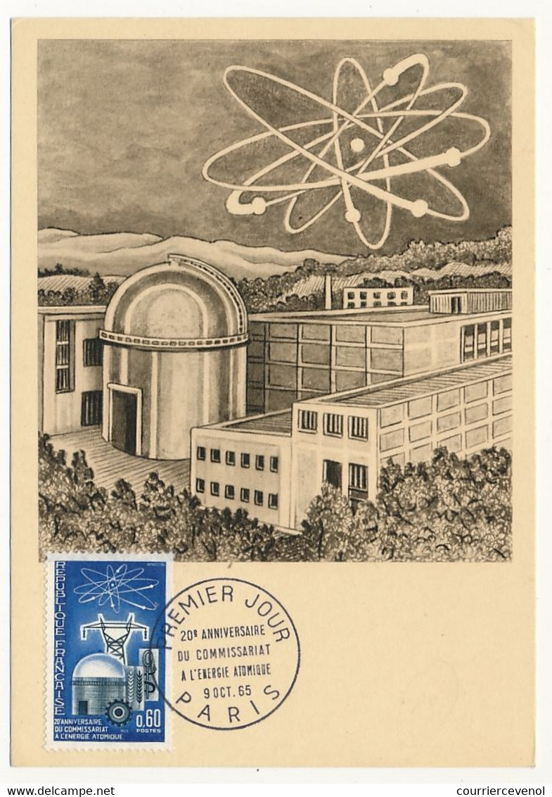 FRANCE => Carte Maximum - 0,60 20eme Ann. Commissariat Energie Atomique - 9 Octobre 1965 - Paris - 1960-1969