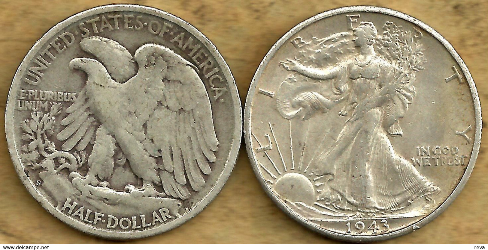 UNITED STATES USA 1/2 DOLLAR WALKING LIBERTY FRONT EAGLE BIRD BACK 1943 AG SILVER KM142? READ DESCRIPTION!! - 1916-1947: Liberty Walking