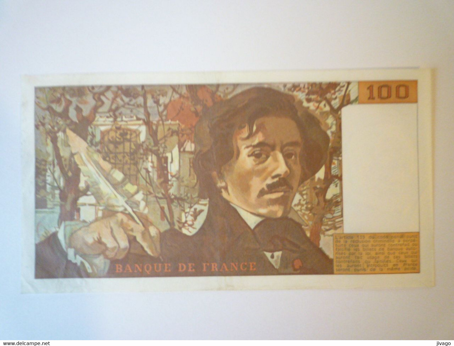 2022 - 166  BILLET De 100F  Eugène DELACROIX  W. 77  (1984)  XXX - 100 F 1978-1995 ''Delacroix''