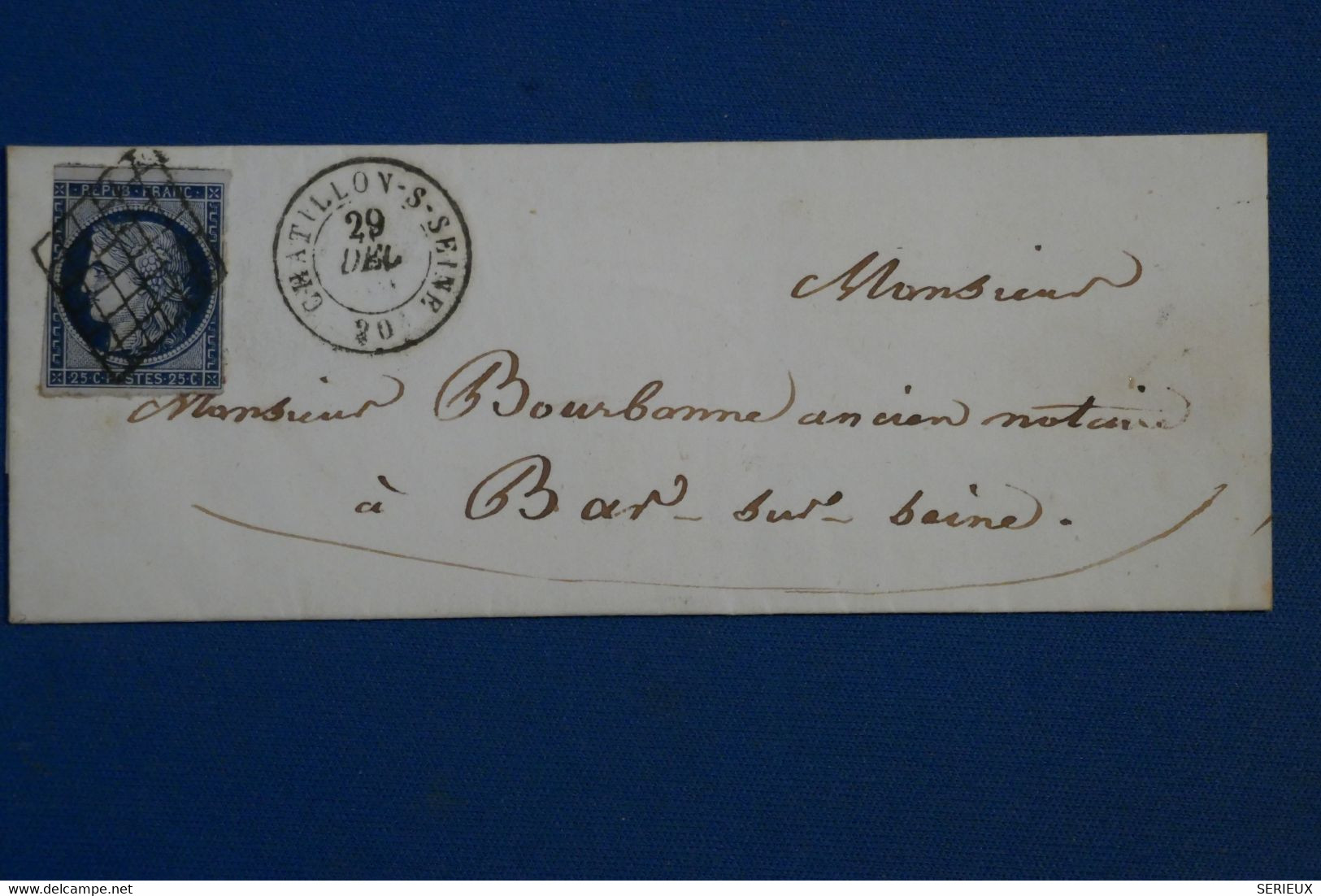 AM15 FRANCE BELLE LETTRE  1850 CHATILLON  POUR BAR S SEINE  +N°4 +++AFFRANCH. PLAISANT - 1849-1850 Ceres