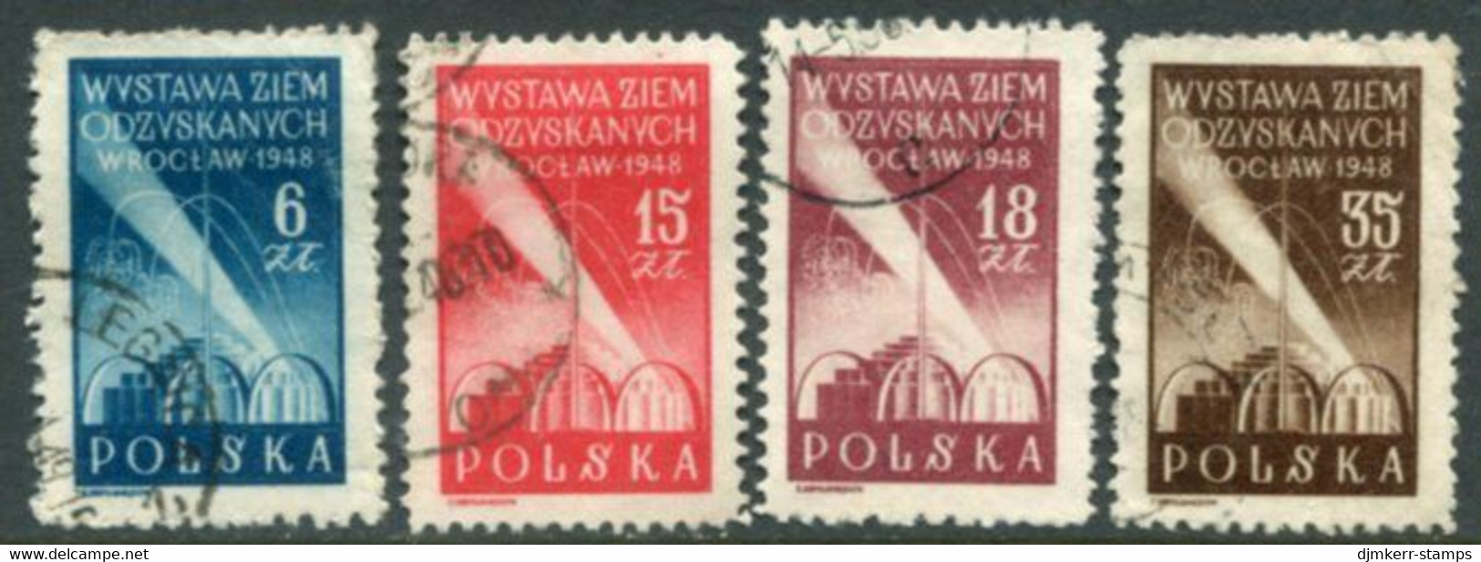 POLAND 1948  Recaptured Territories Exhibition, Used.  Michel 493-96 - Usati