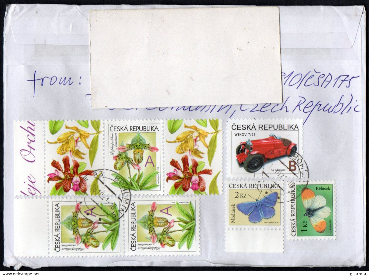 CZECH REPUBLIC 2021 - REGISTERED ENVELOPE - VOLLEYBALL POSTAL STATIONERY - BACK SIDE: BUTTERFLY / CARS / FLOWERS - Lettres & Documents