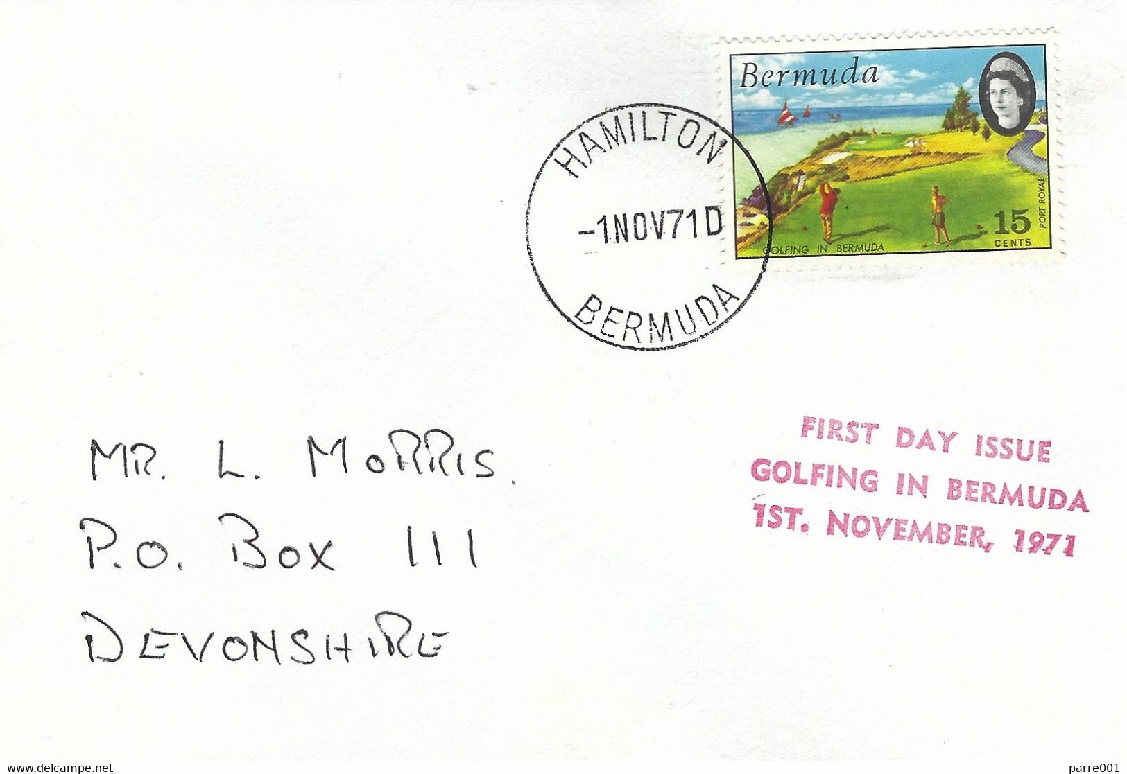 Bermuda 1971 Hamilton Golf Course Port Royal FDC Cover - Golf