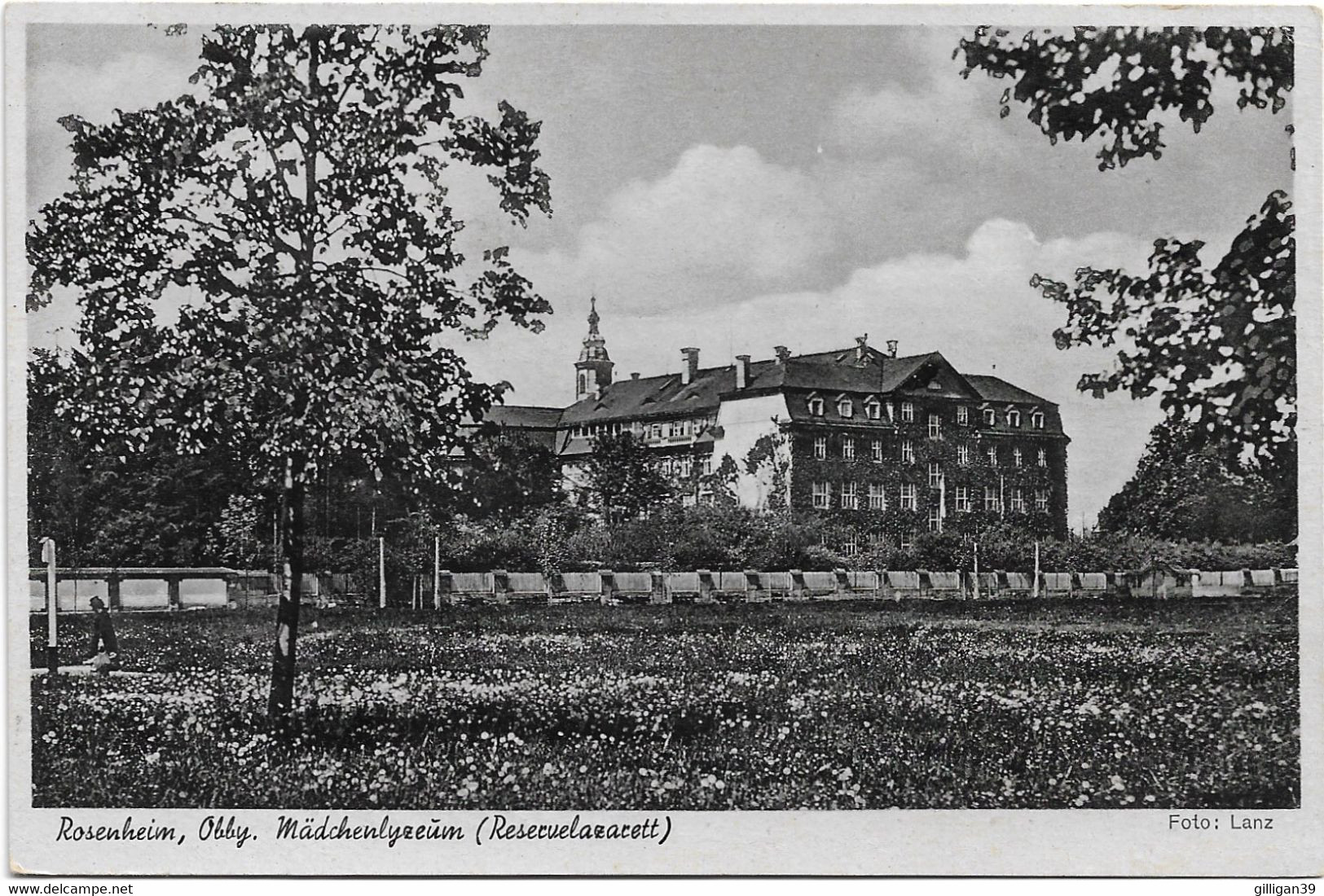 Rosenheim, Obby. Mädchengymnasium (Reservelazarett), Feldpoststempel 1943 - Rosenheim