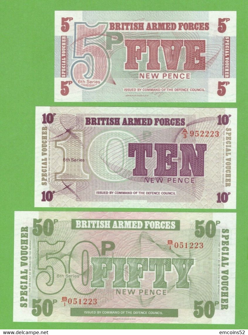 GREAT BRITAIN MILITARY SET 3 PCS 5,10,50 PENCS 1972    UNC - British Armed Forces & Special Vouchers