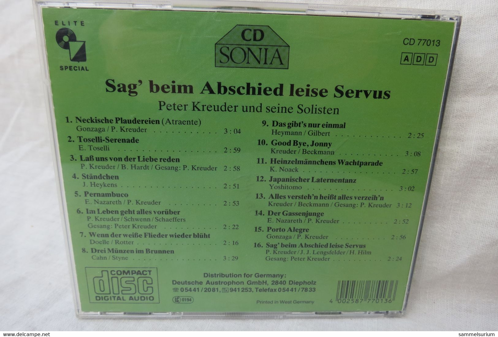 CD "Peter Kreuder" Sag Beim Abschied Leise Servus U.a. - Andere - Duitstalig