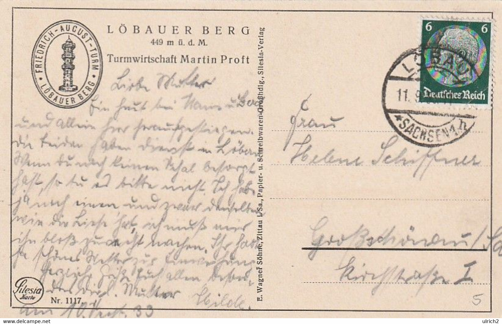 AK Löbauer Berg - Turmwirtschaft Martin Proft - 1933 (59055) - Loebau