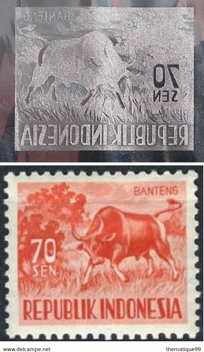 Morceau De Cylindre D'impression D'un Timbre D'Indonésie (cylinder Printing), Thème Bovin - Vaches