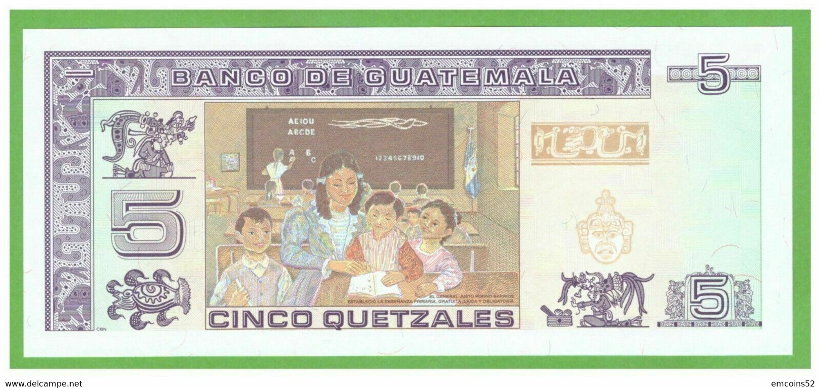 GUATEMALA 5 QUETZALES 1993  P-88a  UNC - Guatemala