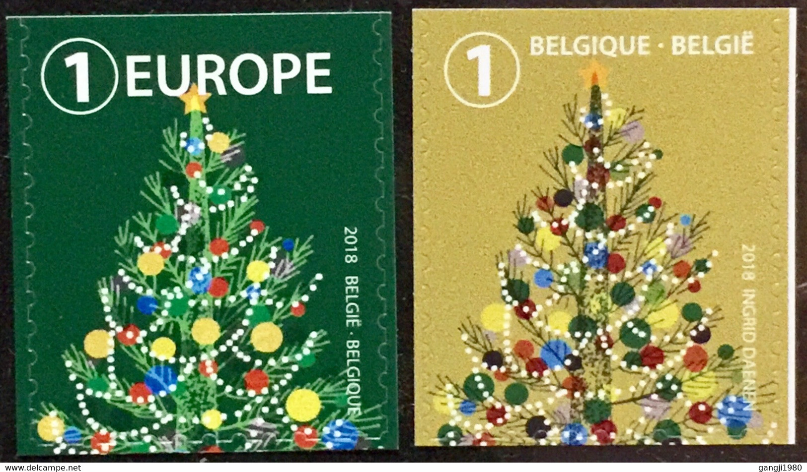 BELGIUM -2018 2 STAMPS MNH CHRISTMAS,NOEL ,NEW YEAR, KERSTZEGELS - Cartas & Documentos