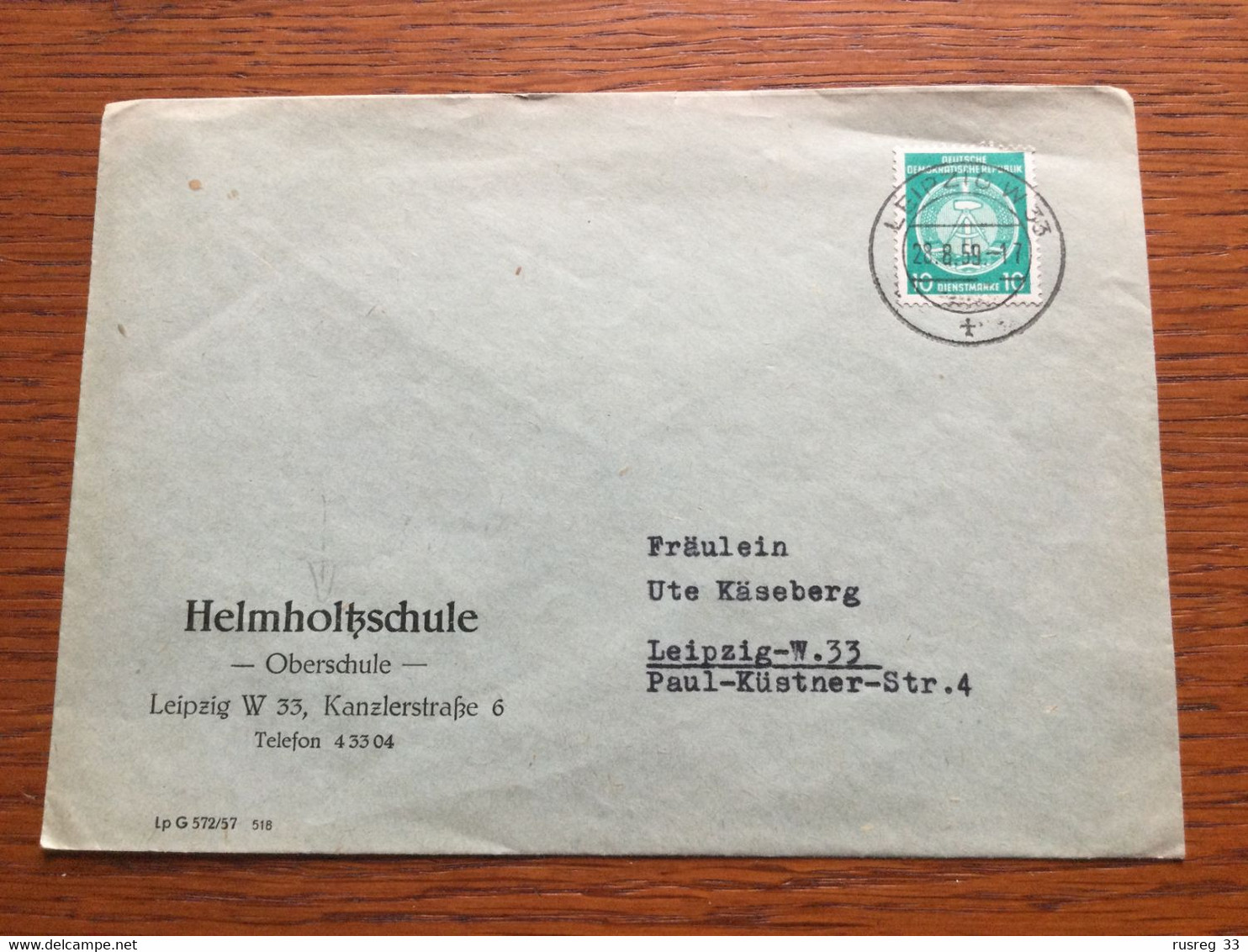 SCH3682 DDR 1959 Ortsbrief Von Leipzig - Briefe U. Dokumente