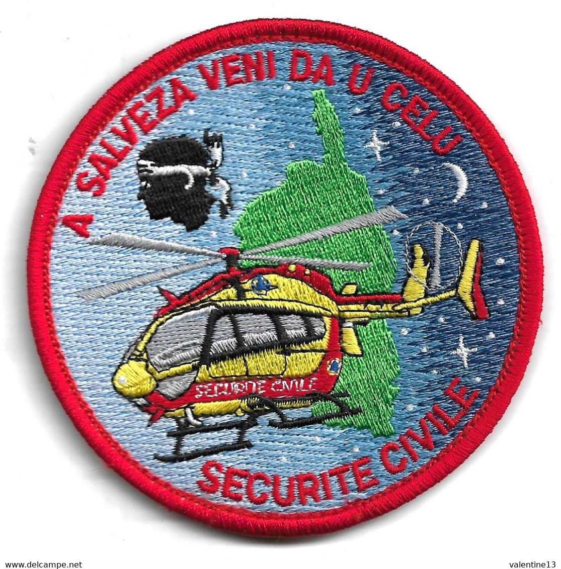 Ecusson SECURITE CIVILE A SALVEZA VENI DA U CELU. LES  SECOURS VENUS DU CIEL CORSE - Ecussons Tissu