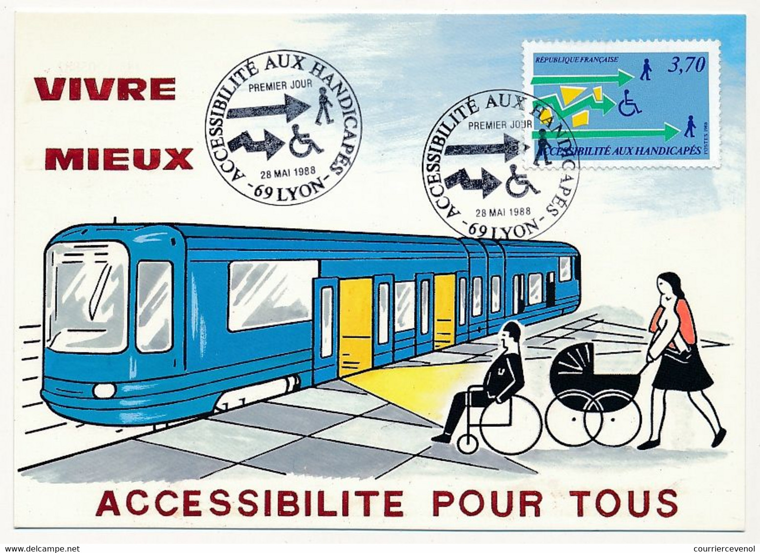 FRANCE => CARTE MAXIMUM => Accessibilité Handicapés - Lyon - 1988 - 1980-1989