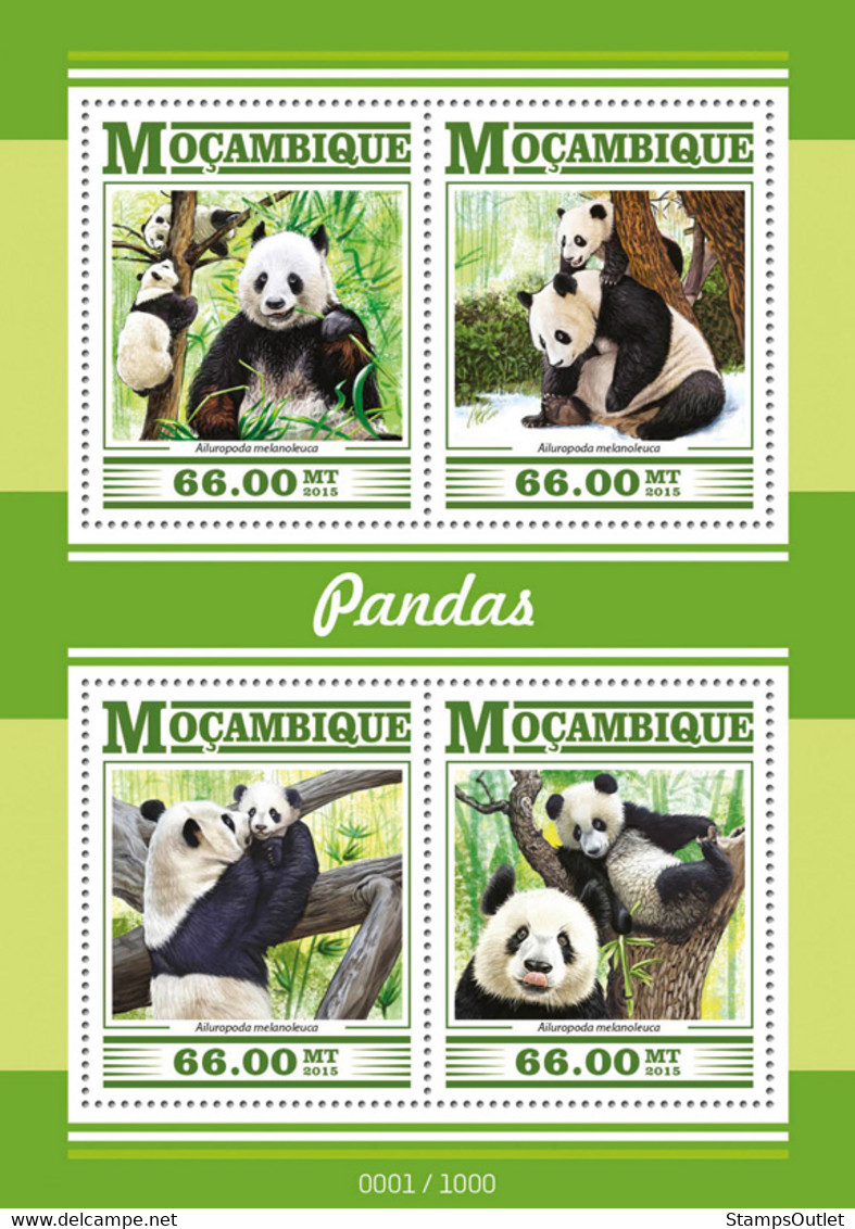 2015 MOZAMBIQUE MNH. PANDAS   |  Yvert&Tellier Code: 6686-6689  |  Michel Code: 8009-8012 - Mosambik