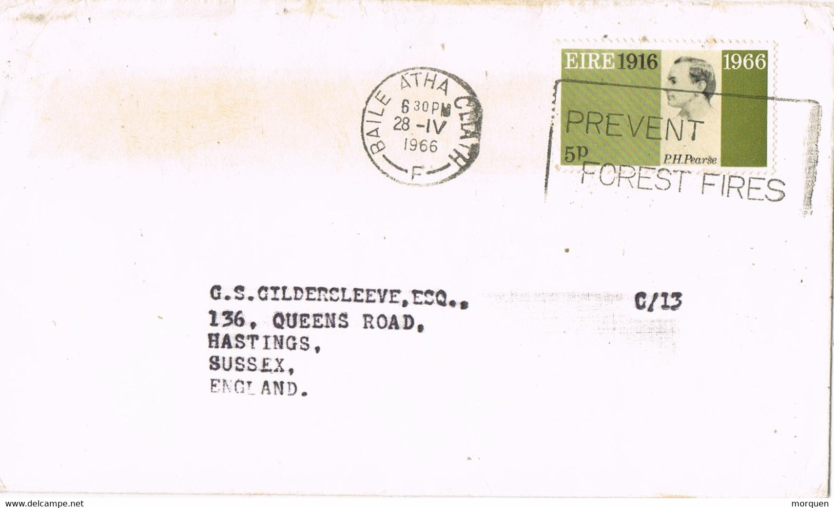 49154. Carta BAILE ATHA CLIAT (Dublin) Irlanda 1966. Slogan  PREVENT FOREST FIRES - Lettres & Documents