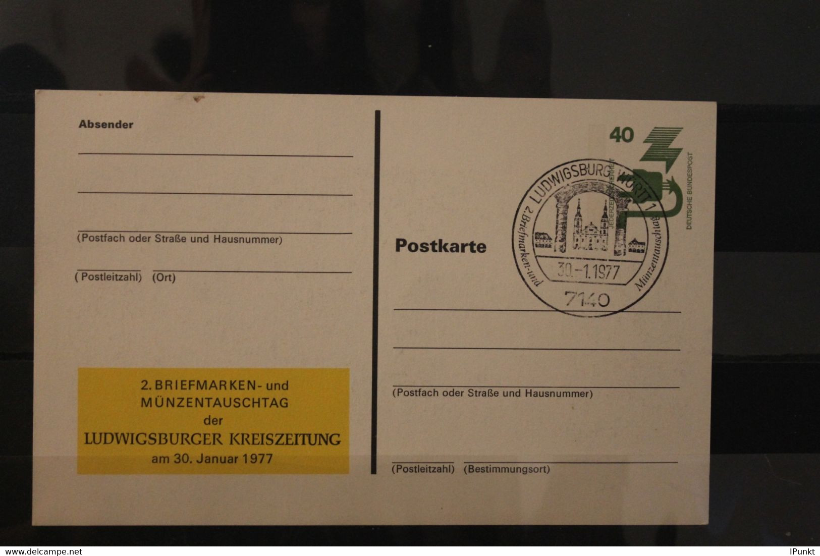 Deutschland 1977; Ganzsache Luwigsburger Kreiszeitung; Wertstempel 40 Pf Unfallverhütung - Privé Postkaarten - Gebruikt