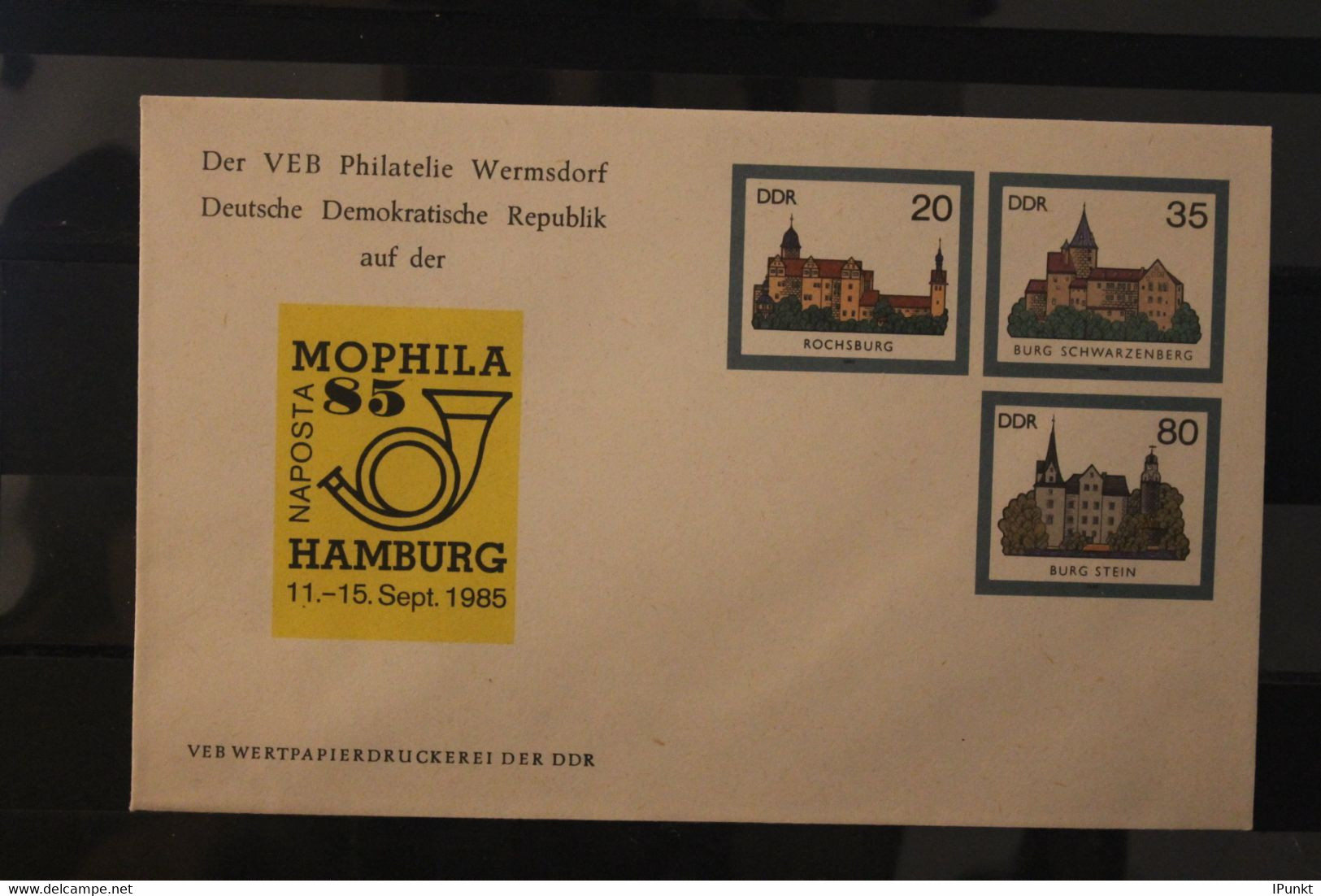 DDR 1985, Ganzsache Burgen Der DDR Mit Zudruck MOPHILA 85 Hamburg, MNH - Briefomslagen - Ongebruikt