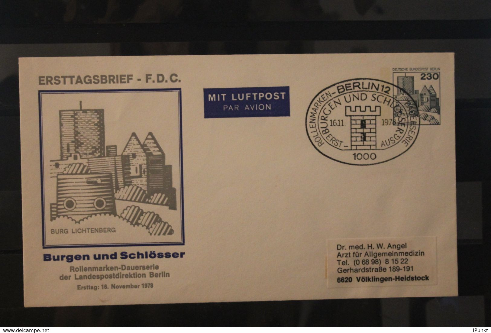 Berlin 1978, Ganzsache Freimarken: Burgen Und Schlösser, 230 Pf, Lichtenberg, MiNr. 590, PU 83, ESST - Privatumschläge - Gebraucht