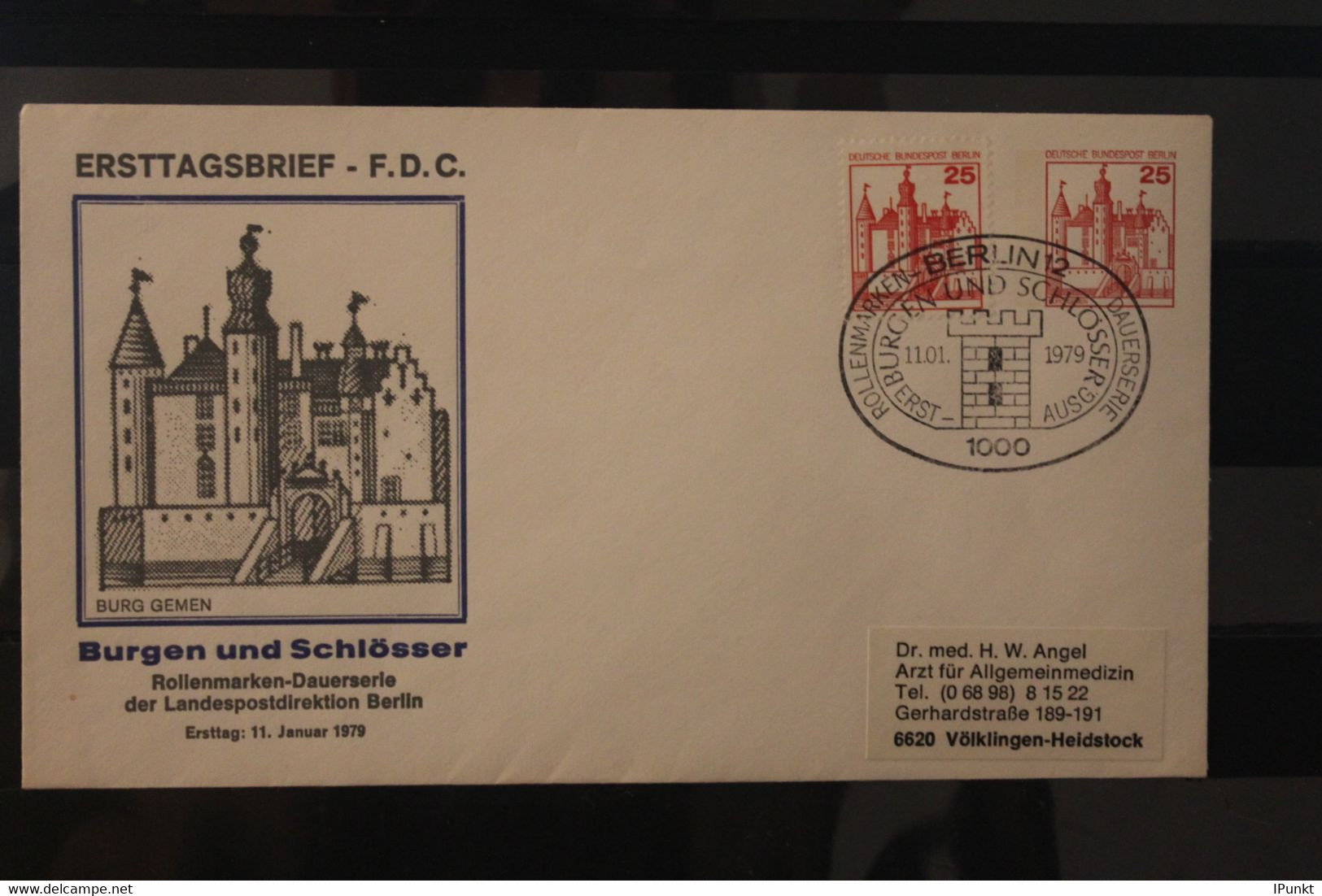 Berlin 1979, Ganzsache Freimarken: Burgen Und Schlösser, 25 Pf, Burg Gemen, MiNr. 587, PU 67, ESST - Private Covers - Used