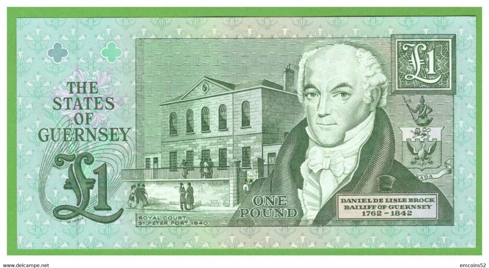 GUERNSEY 1 POUND 1991/2016  P-52c  UNC  NUMBER 000130 - Guernesey