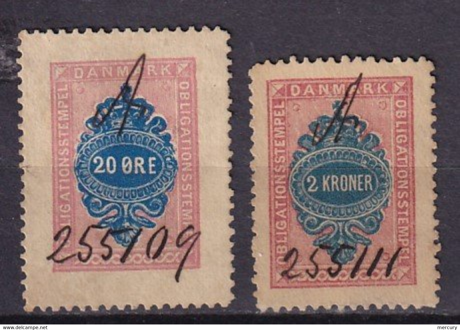 DANEMARK - 2 Fiscaux - Revenue Stamps