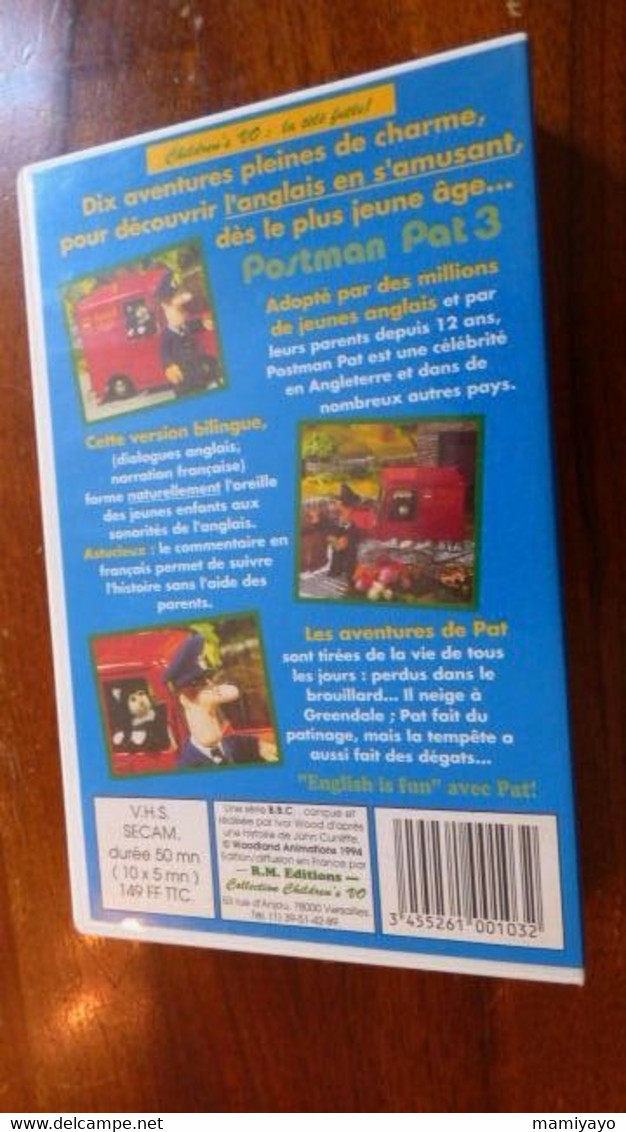 POSTMAN PAT 3 - VHS  SECAM De La Série D'animation De La B.B.C.,10 Aventures- 50 MN-Coll. Children's VO -1994. - Enfants & Famille