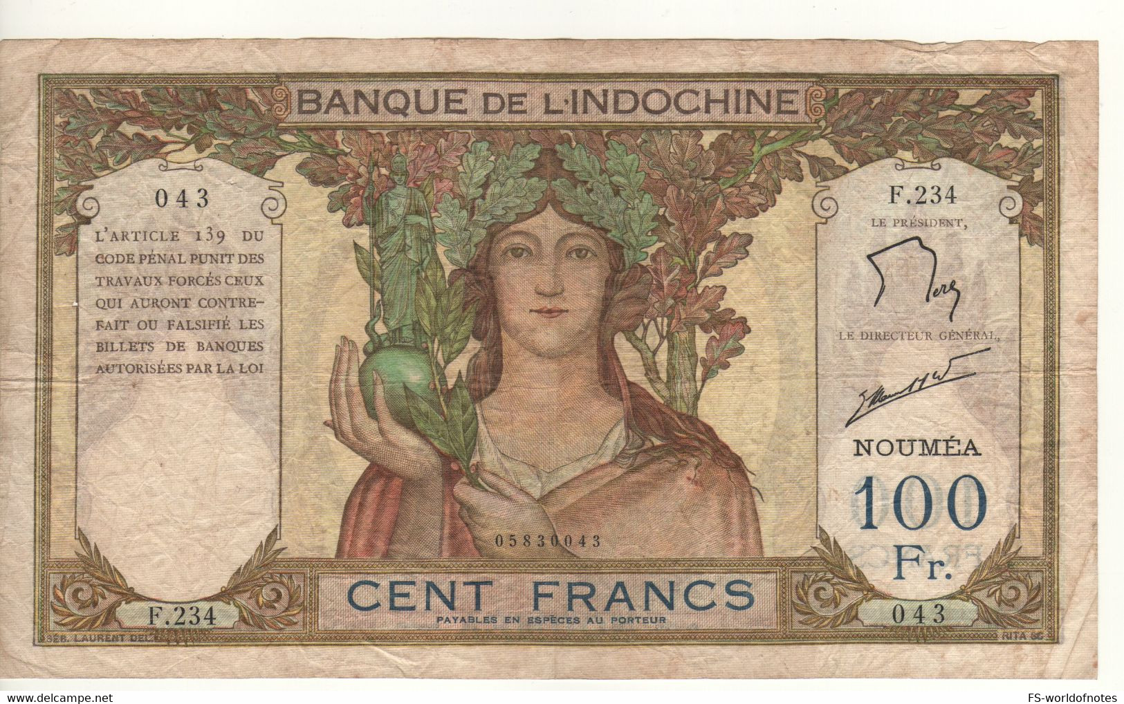 NEW CALEDONIA   100 Francs P42e  ( ND 1960's   Allegorical Woman On Front + Bayon Temple At Back ) - Otros – Oceanía