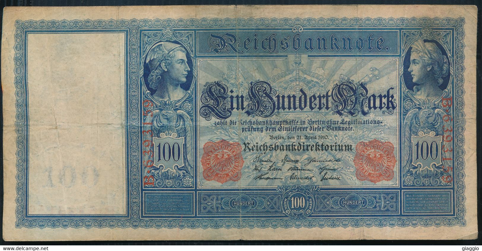 °°° GERMANY - 100 REICHSBANKNOTE 1910 °°° - 100 Mark