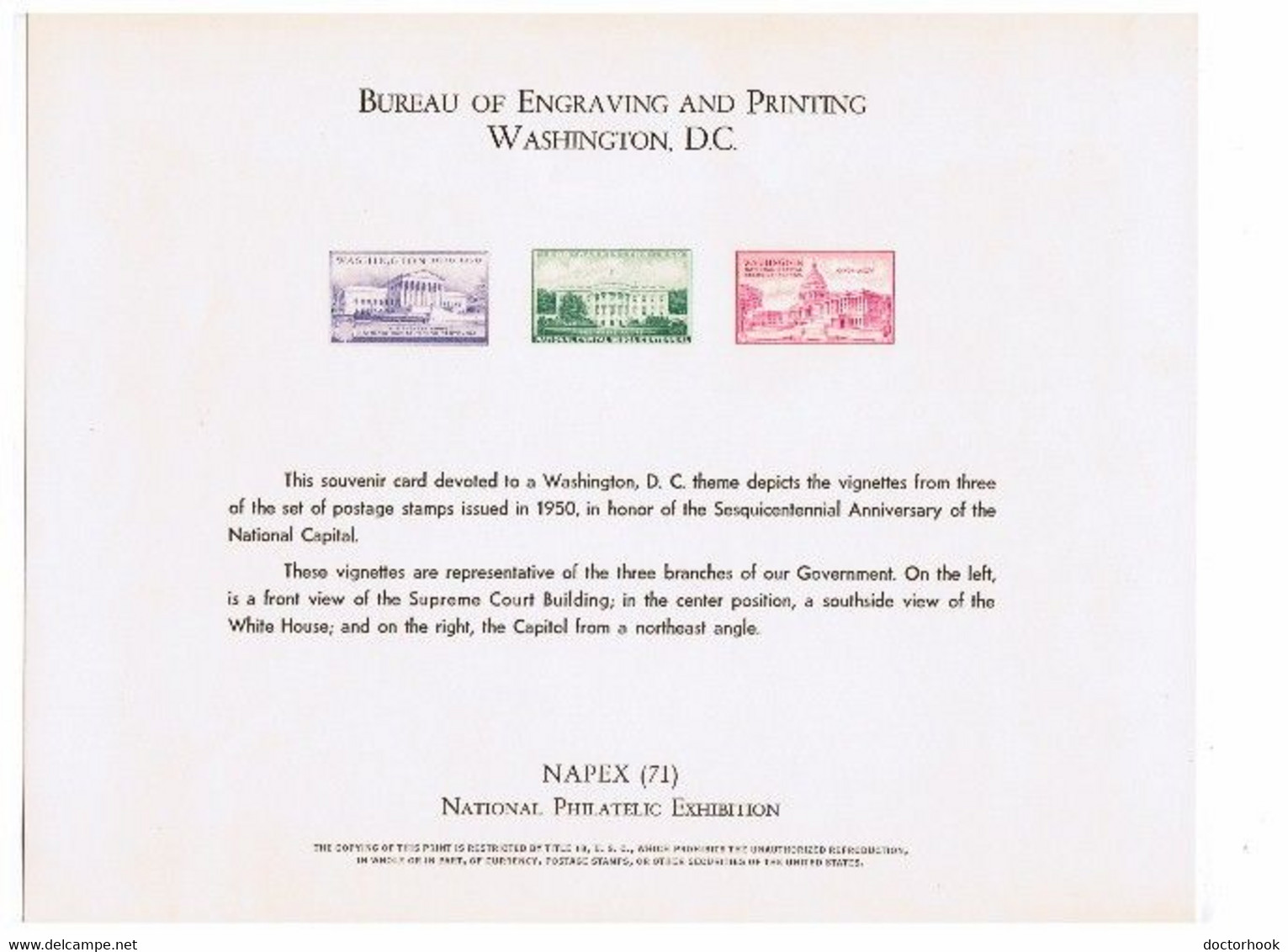 U.S.A.    NAPEX '71 B.E.P. CARD UNUSED (FF-59) - Souvenirkaarten