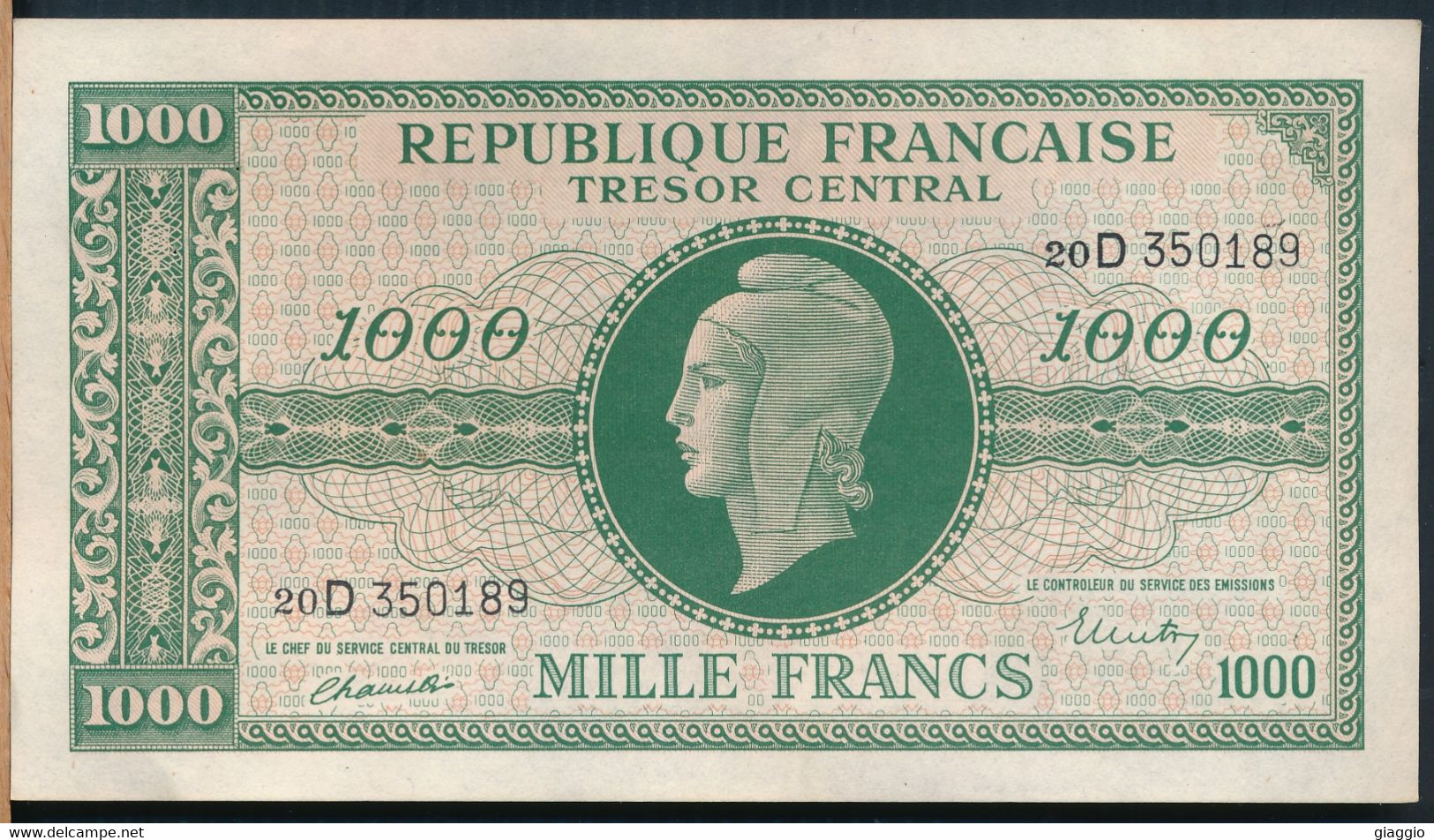 °°° FRANCE - 1000 TRESOR CENTRAL °°° - 1947 Staatskasse Frankreich
