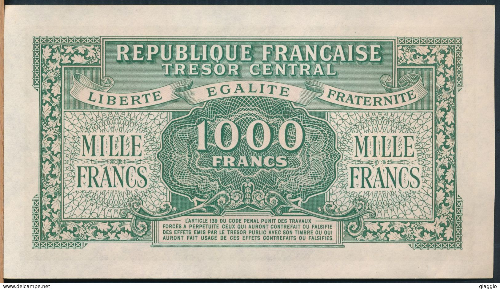 °°° FRANCE - 1000 TRESOR CENTRAL °°° - 1947 Staatskasse Frankreich