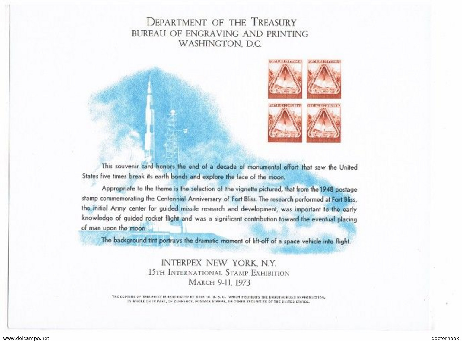 U.S.A.    INTERPEX '73 B.E.P. CARD UNUSED (FF-62) - Cartes Souvenir
